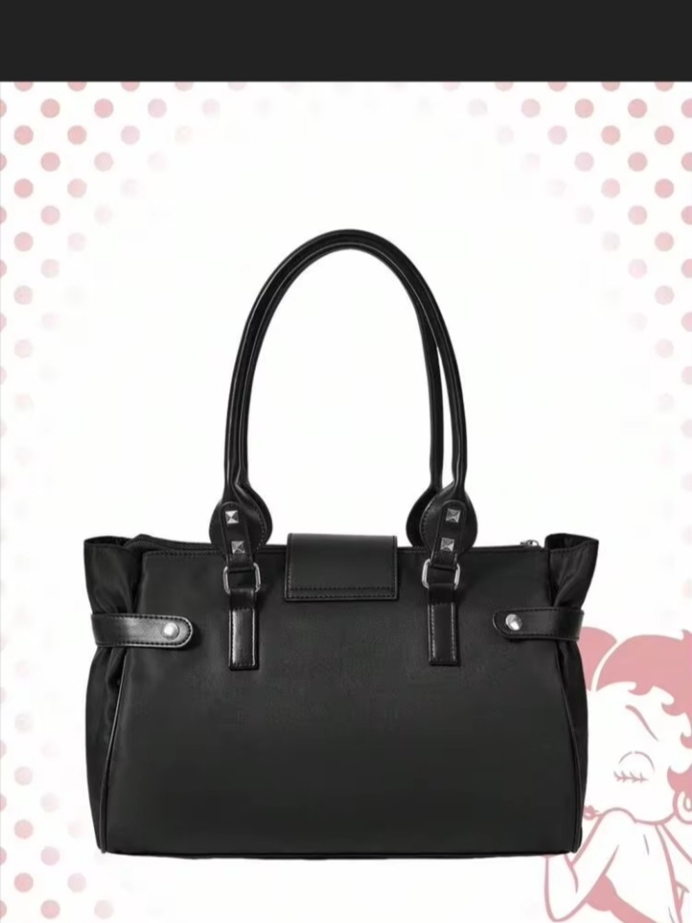 Betty Boop Black Studded Tote with Colorful Graphic - Picture 2 of 6
